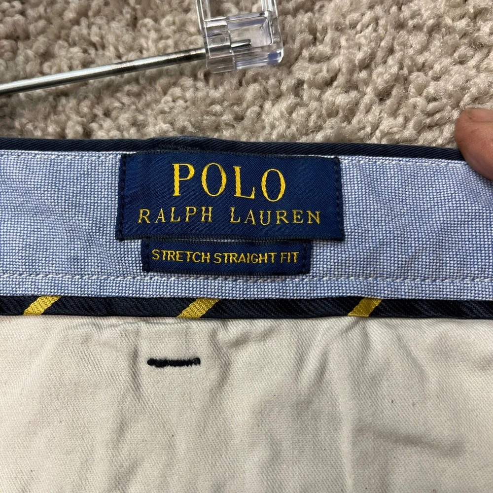 Polo Ralph Lauren Pants Mens 42x30 Navy Blue‎ Chino Stretch Straight Fit Twill